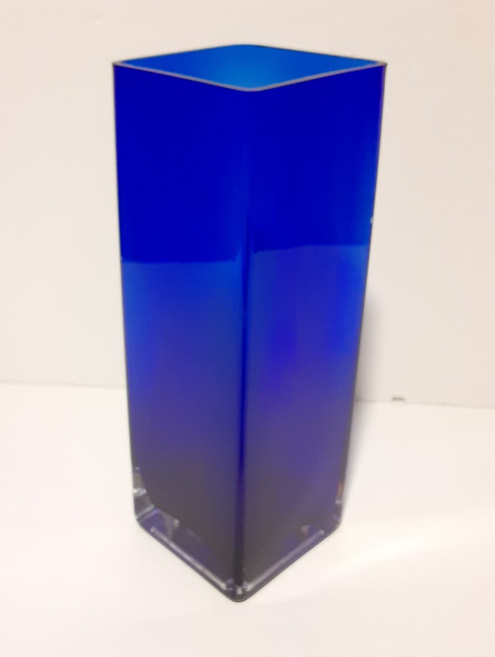 Cobalt Blue Flower Vase Square Decorative Glass Floral Bouquet Container 8" Tall
